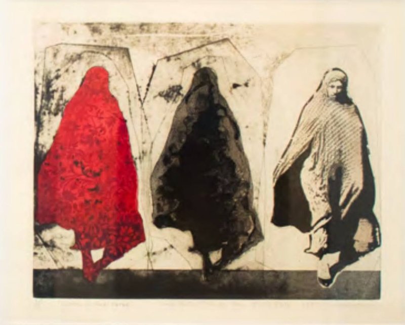 Nahid Haghighat, Woman in Red Floral, 2024