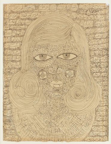 Charles Hossein Zenderoudi, Portrait of Ms Mehri Majd, 1958
