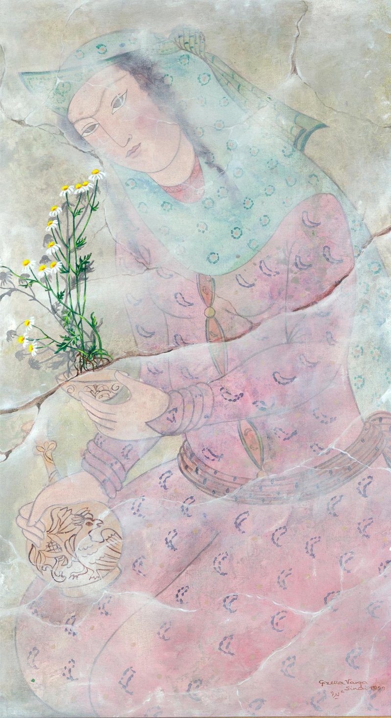 Gizella Varga Sinaei, Lady With Flowers, 1999