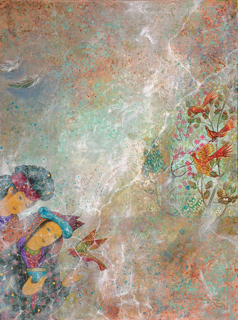Gizella Varga Sinaei, Garden with Birds, 2003