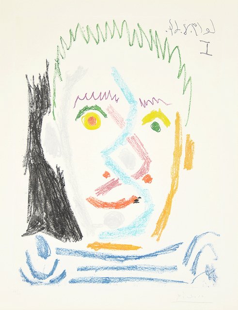 Pablo Picasso, Tete d’homme au maillot raye, 1964