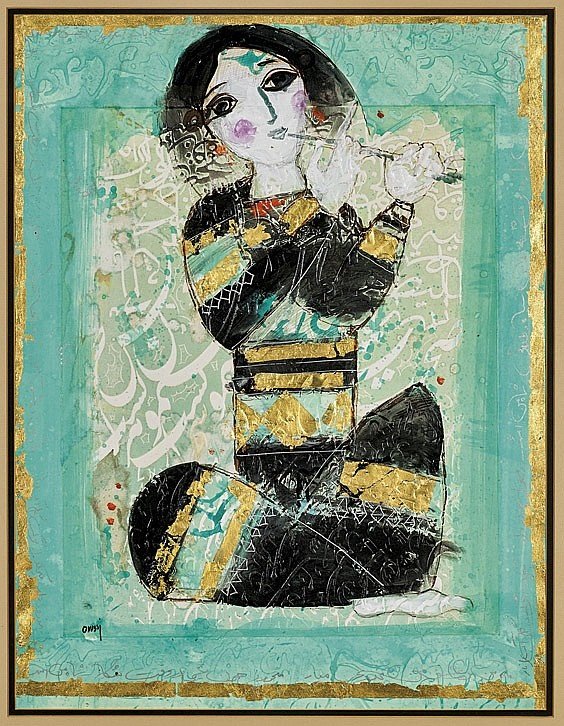 Nasser Ovissi, The Flute Player in Turquoise, 1983