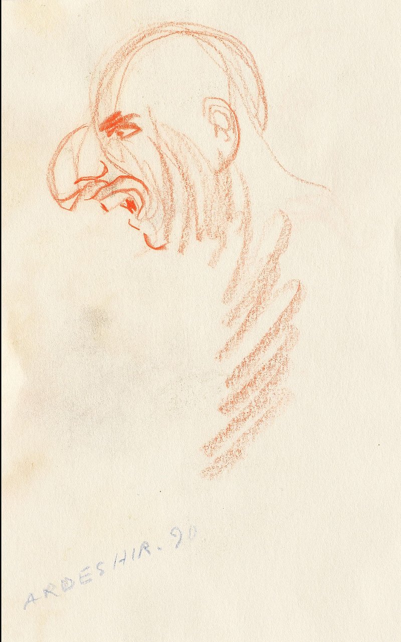 Ardeshir Mohassess, Self Portrait in Red, 1990