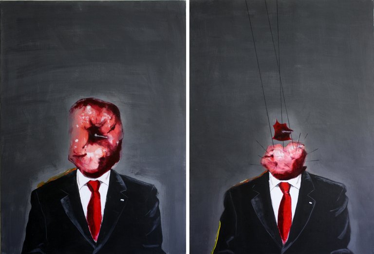 Vahid Jafarnejad, Small Man (Diptych), 2011