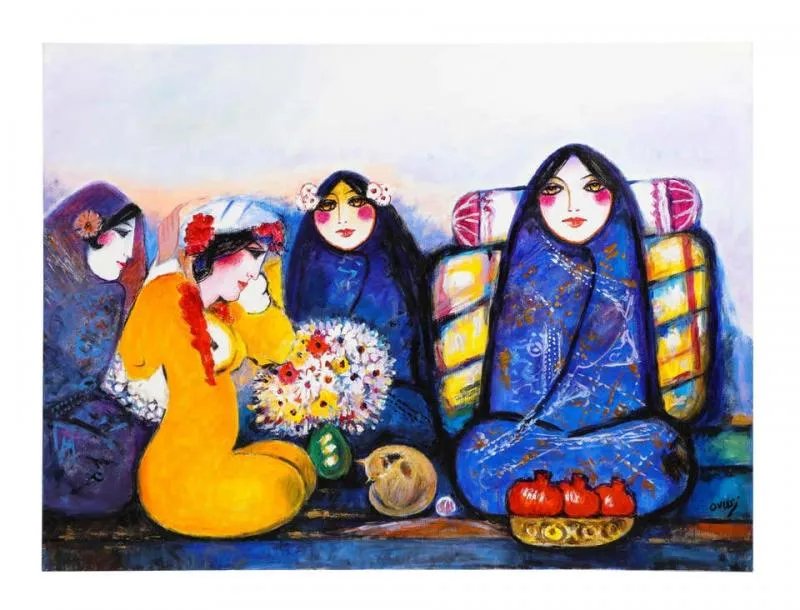 Nasser Ovissi, Four Seated Girls