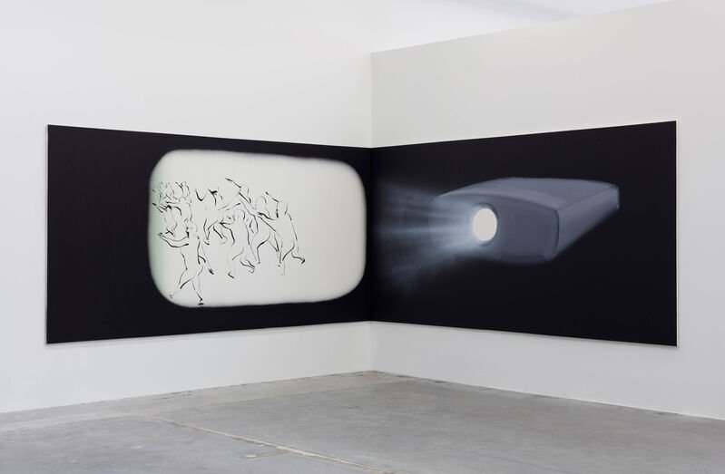 Tala Madani, Corner Projection - Crowd Running, 2019