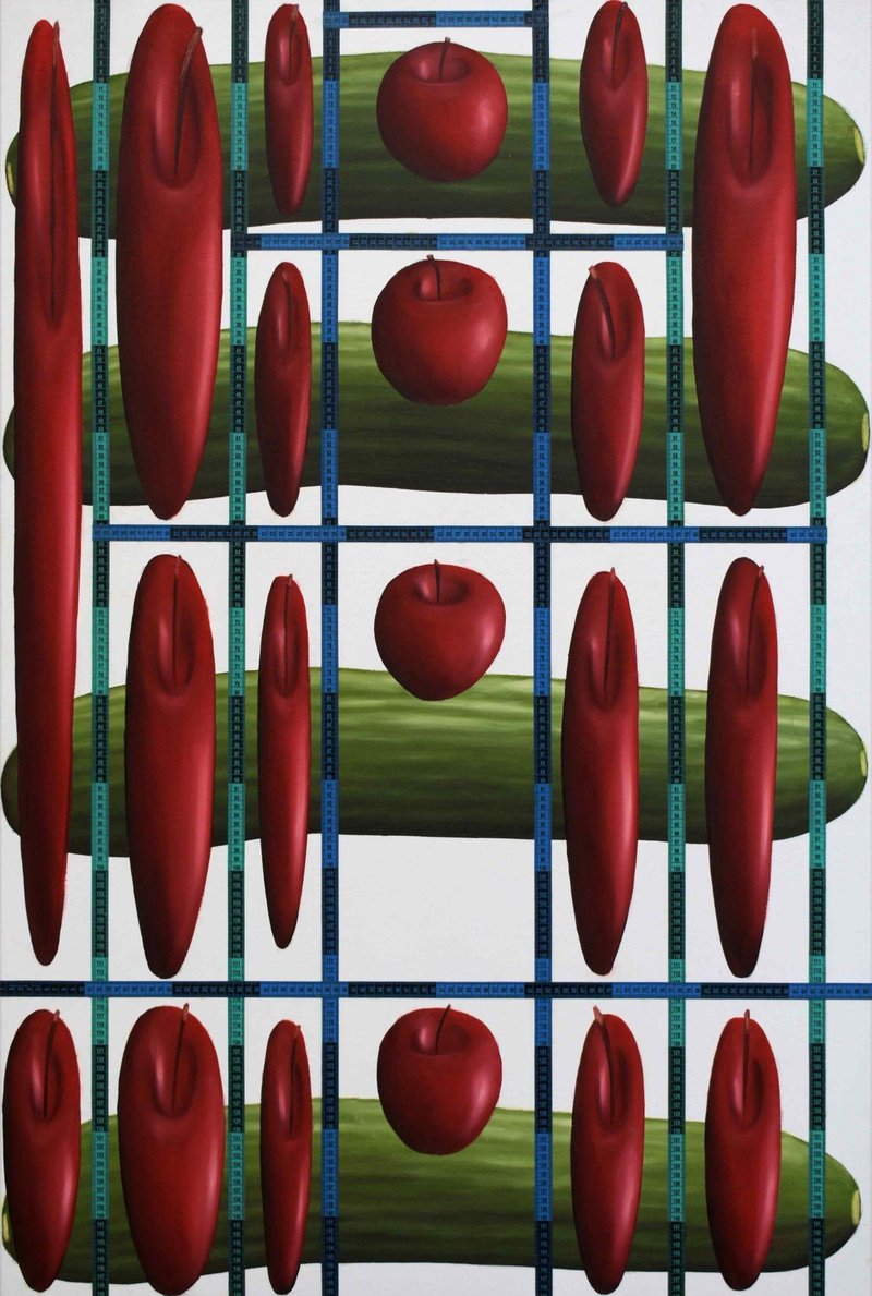 Ali Alemzadeh Ansari, Some Apples Traped into an Irrgular Grid, 2021