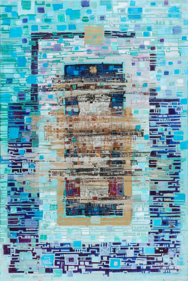 Jafar Rouhbakhsh, Abstrait En Turquoise