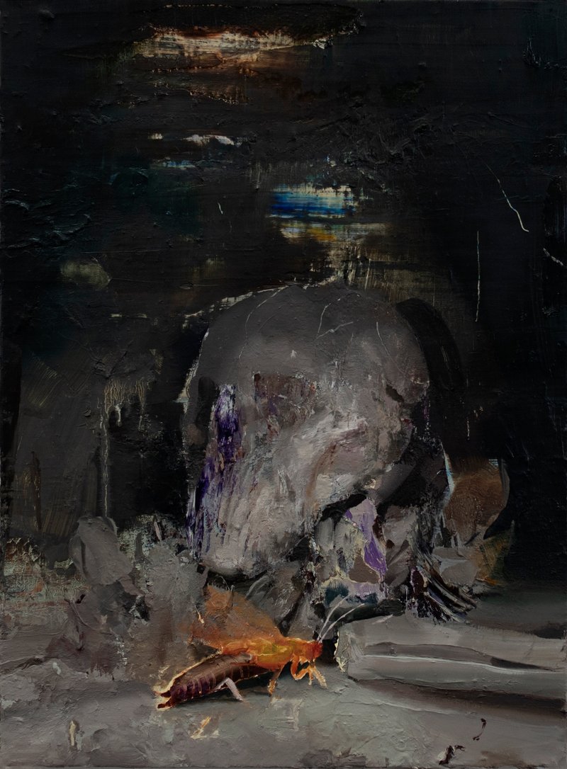 Hamid Yaraghchi, Skull and Insect, 2022