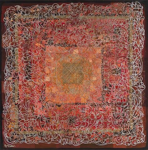 Jafar Rouhbakhsh, Talismanic Composition in Red, 1995