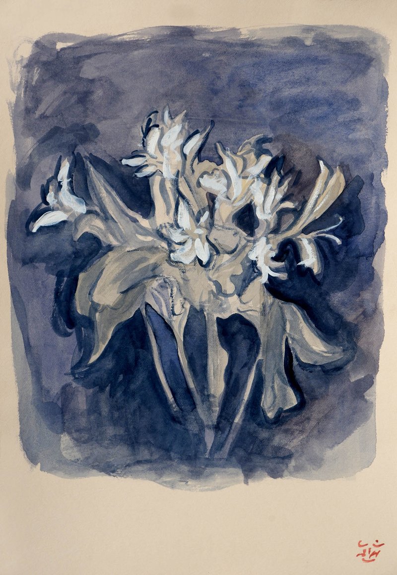 Hosein Shirahmadi, Flowers in Blue II, 2020