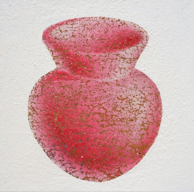 Farhad Moshiri, Red Jar on Destroyed White, 2018