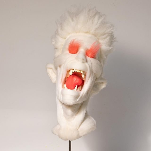 Salman Khoshroo, Wool Portrait with Hyena Teeth, 2021