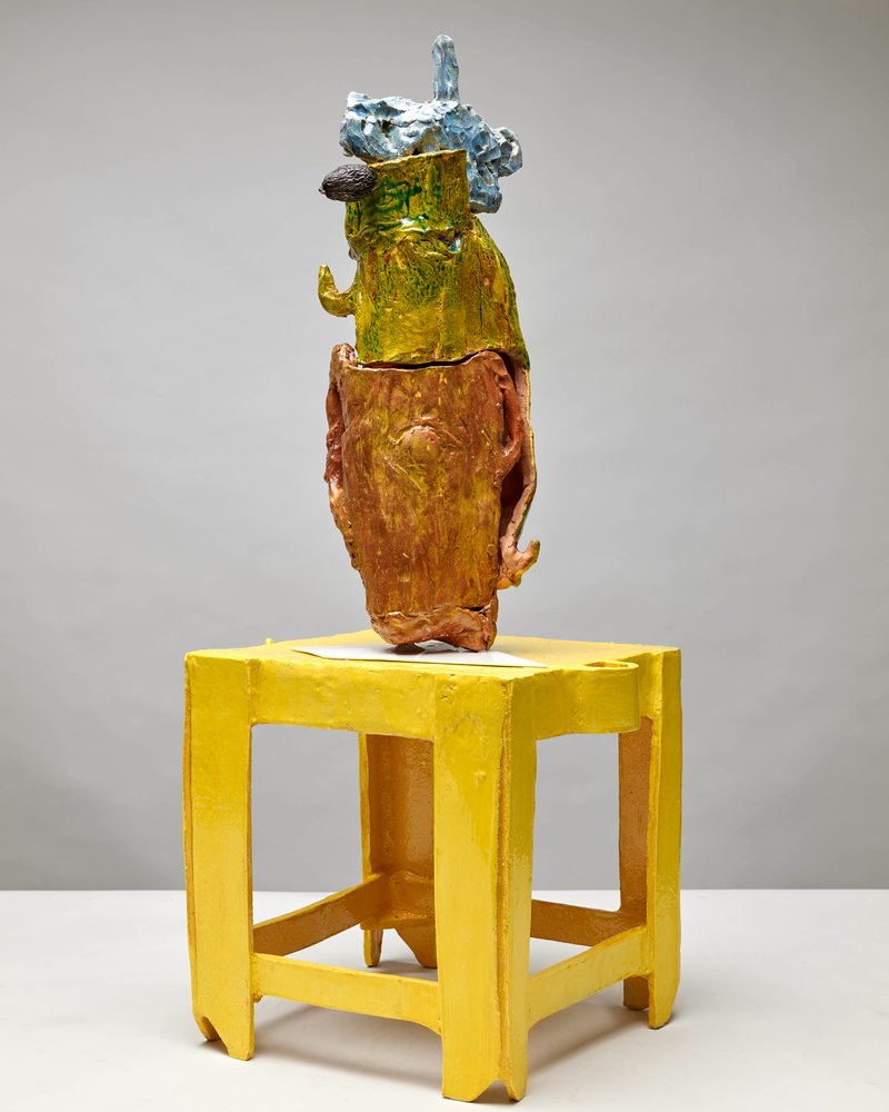Sahar Khoury, Untitled (Black Walnut Tree on Yellow Stool), 2022
