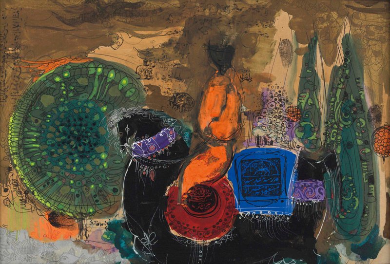 Sadegh Tabrizi, The Horses of Cypress Battle, 1965