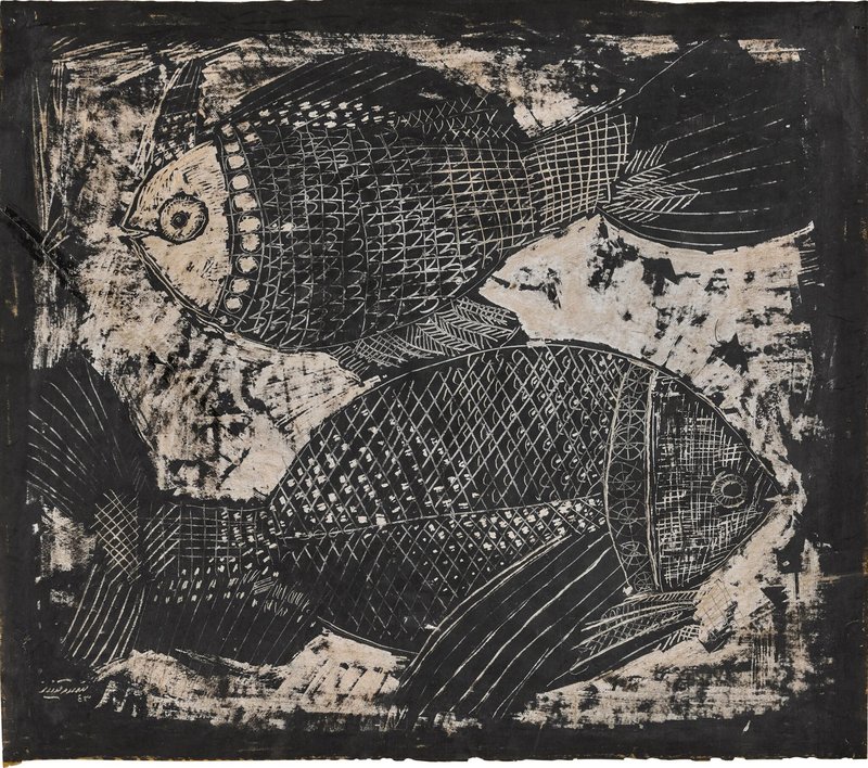 Mansour Ghandriz, Untitled (Two Fish), 1943