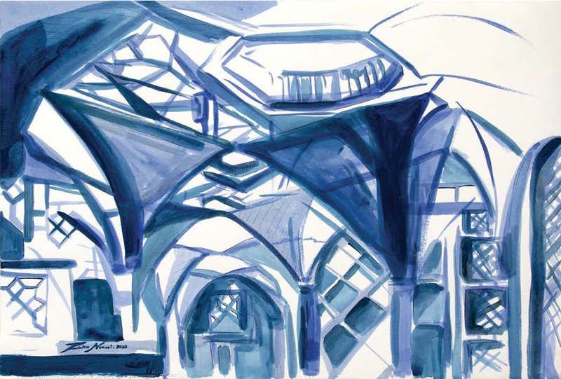 Zahra Nazari, Blue Interior, 2020