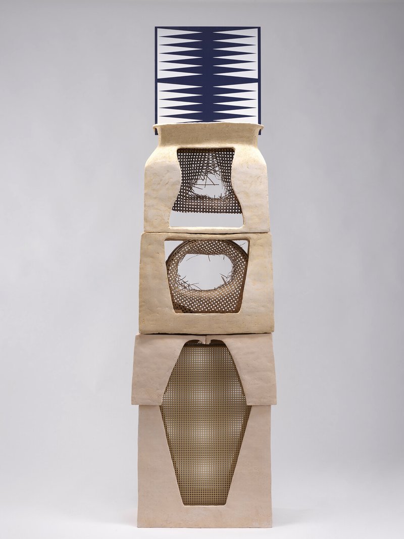 Sahar Khoury, Untitled (Rattan Towers of Fates/Tawla), 2023