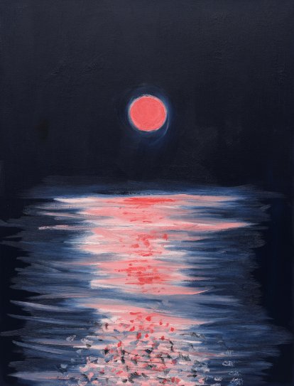 Ann Craven, Moon (Quiet, March, Full, Pink Light), 2024
