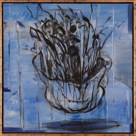 Aidin Xankeshipour, Dead Flowers on Blue, 2024