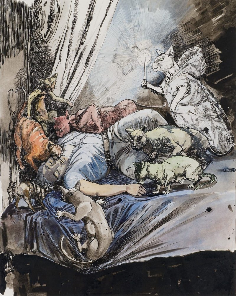 Paula Rego, Study for the White Cat, 1994