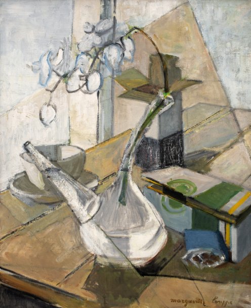 Marguerite Louppe, Carafe et Orchidée, 1950