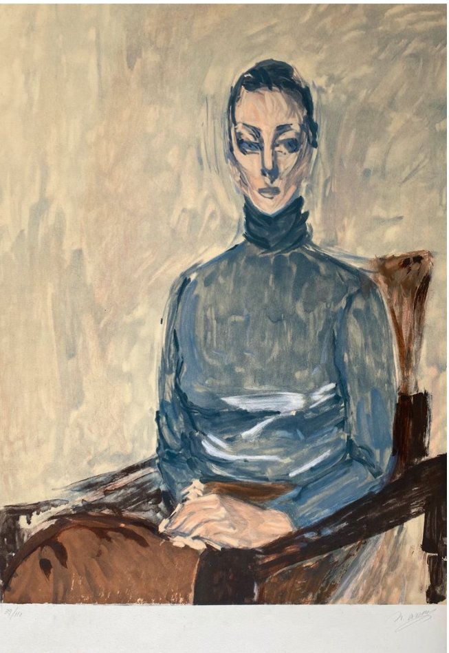 Nasser Assar,  Femme en pull-over bleu