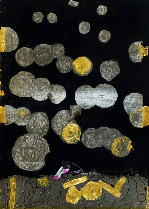 Nasser Ovissi, Ancient Gold Coins and Horse, 1989