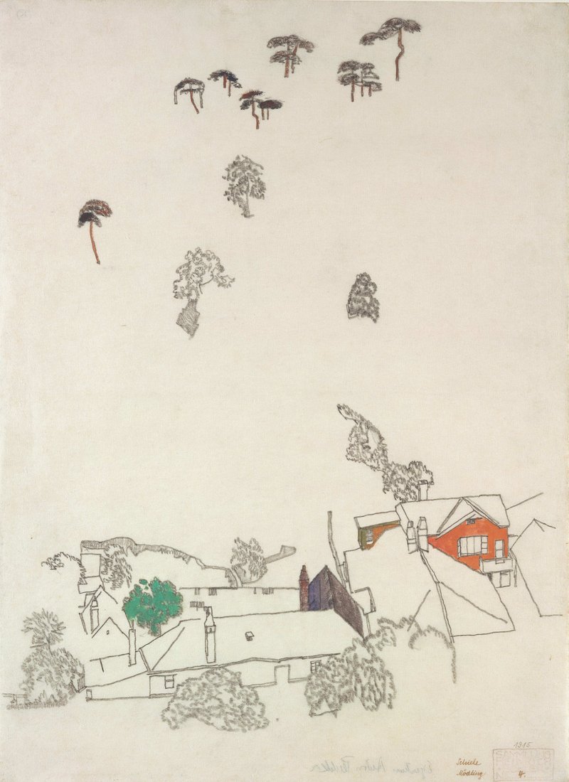 Egon Schiele, Houses and Pines, 1915